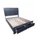 Marco Bed Sleigh Medium High Headboard Bed Frame in Solid Wood MDF Plywood Storage in Grey Colour
